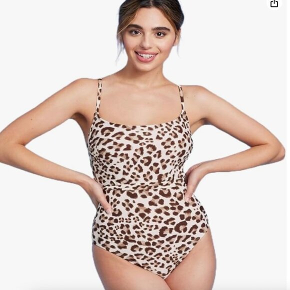 BNWT~ KONA SOL~ Leopard Print Wrap Belt Swimsuit - Picture 1 of 4